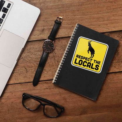 Respect the Locals Mountain Goat Sticker - Funny PNW Nature Decal