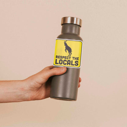 Respect the Locals Mountain Goat Sticker - Funny PNW Nature Decal