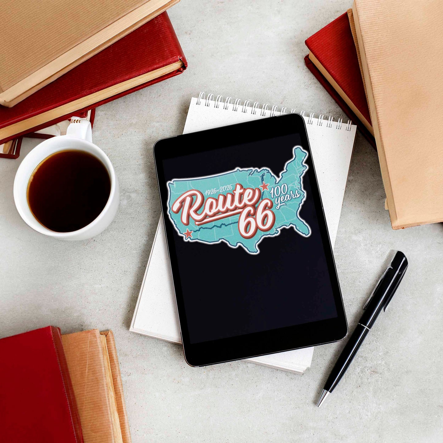 100th Anniversary Route 66 Sticker - Retro USA Road Map
