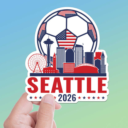Seattle Skyline USA Soccer Sticker - PNW Washington Sports Decal