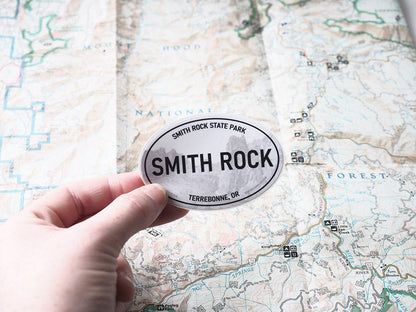 Smith Rock State Park Oregon White Oval Bumper Sticker 3" & 4"
