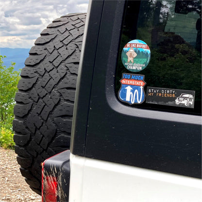 Social Distancing Bigfoot Sticker - Round