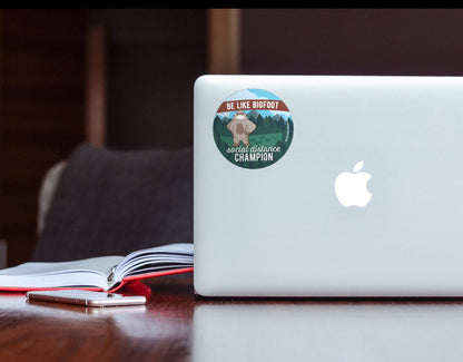 Social Distancing Bigfoot Sticker - Round