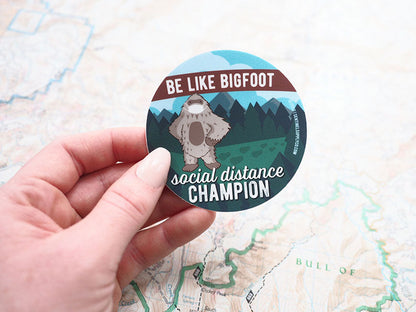 Social Distancing Bigfoot Sticker - Round