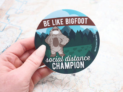 Social Distancing Bigfoot Sticker - Round