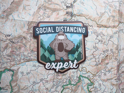 Social Distancing Expert Bigfoot Sticker