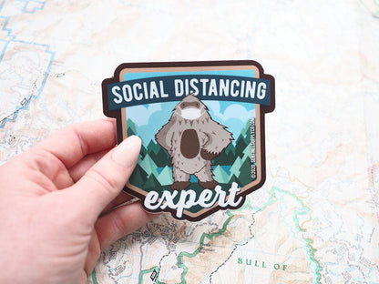 Social Distancing Expert Bigfoot Sticker