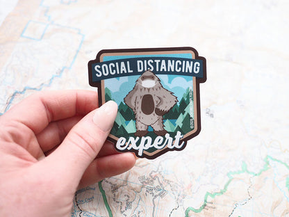 Social Distancing Expert Bigfoot Sticker