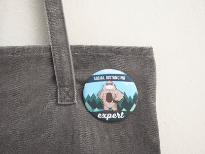 Social Distancing Bigfoot Pinback Button 2.25"