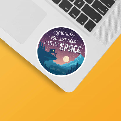 Just Need A Little Space Camping Sticker - Mountains