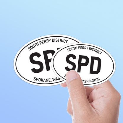 White Oval South Perry District Spokane Bumper Sticker