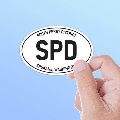 White Oval South Perry District Spokane Bumper Sticker