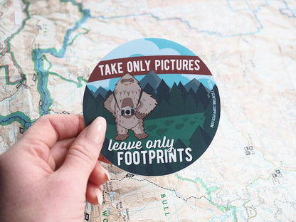 Bigfoot's Biggest Fan Set - 5 Sasquatch Stickers + Pinback Button