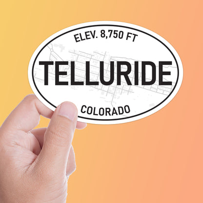 White Oval Telluride Colorado Bumper Sticker