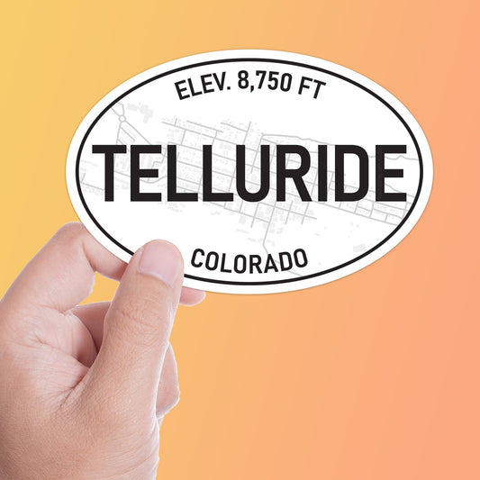 White Oval Telluride Colorado Bumper Sticker