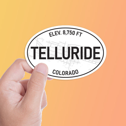 White Oval Telluride Colorado Bumper Sticker