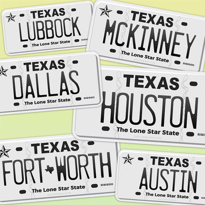Texas License Plate Sticker - Choose from 50+ TX Cities