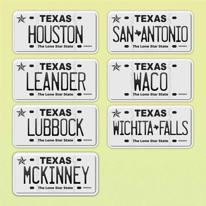 Texas License Plate Sticker - Choose from 50+ TX Cities