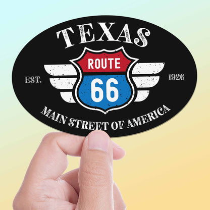 Texas Route 66 Sticker - TX Black Oval Decal