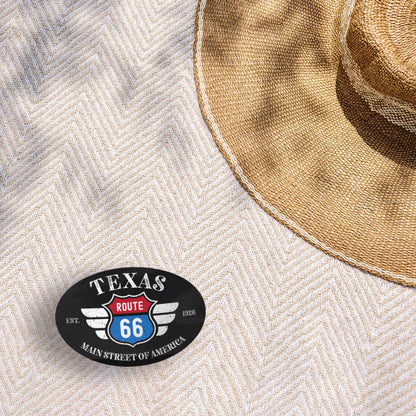 Texas Route 66 Sticker - TX Black Oval Decal