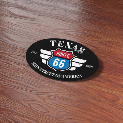 Texas Route 66 Sticker - TX Black Oval Decal