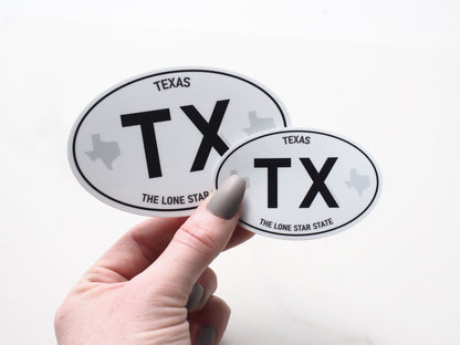 Texas White Oval Bumper Sticker