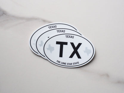 Texas White Oval Bumper Sticker