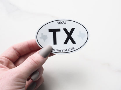 Texas White Oval Bumper Sticker