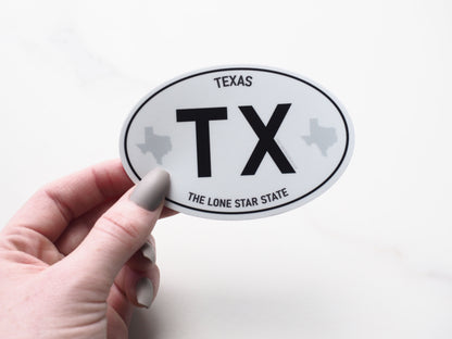 Texas White Oval Bumper Sticker