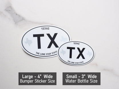 Texas White Oval Bumper Sticker