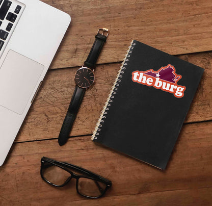 The Burg Virginia Outline Sticker - Cute Blacksburg VA Decal