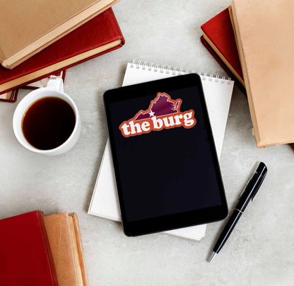 The Burg Virginia Outline Sticker - Cute Blacksburg VA Decal