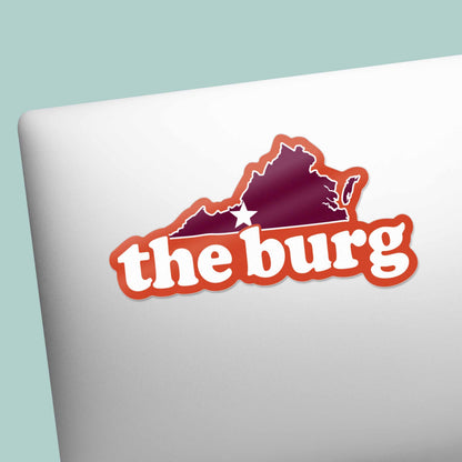 The Burg Virginia Outline Sticker - Cute Blacksburg VA Decal