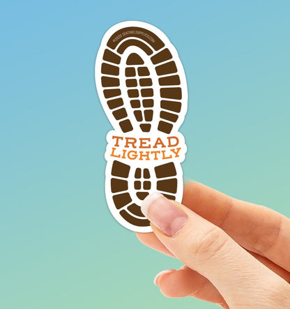 Tread Lightly Hiking Boot Print Sticker
