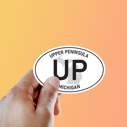 White Oval Upper Peninsula Michigan Bumper Sticker