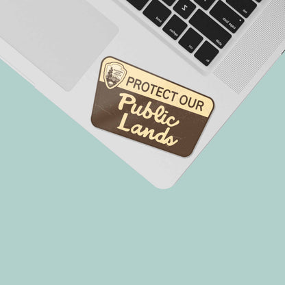 Protect Our Public Lands Sticker - Vintage National Park Sign