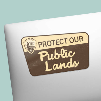 Protect Our Public Lands Sticker - Vintage National Park Sign