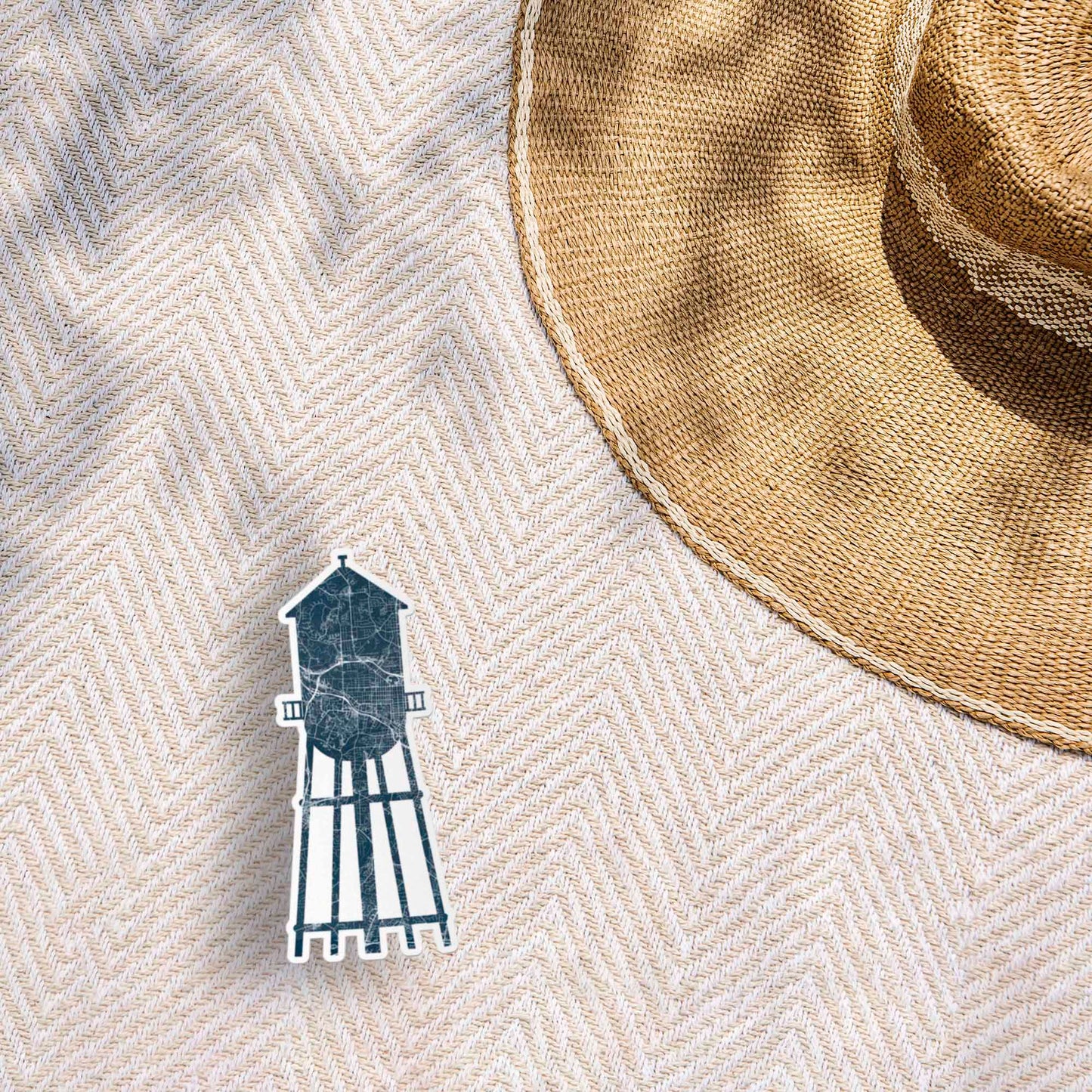 Blue Water Tower Durham North Carolina Map Sticker - Cool NC Decal