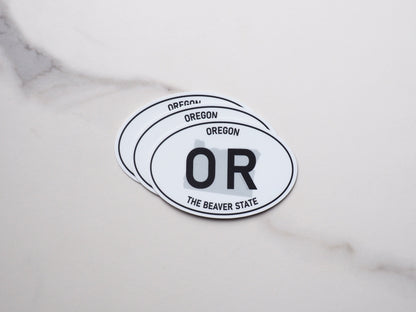 Oregon White Oval Bumper Sticker