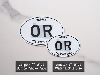 Oregon White Oval Bumper Sticker