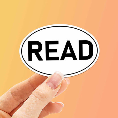 READ White Oval Bumper Sticker - Cute Book Decal