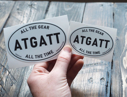 All the Gear All the Time - ATGATT White Oval Sticker 3" & 4"