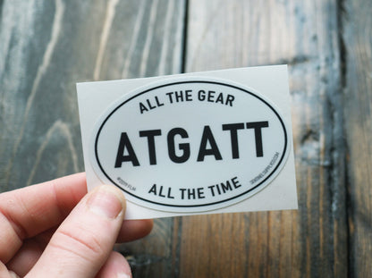 All the Gear All the Time - ATGATT White Oval Sticker 3" & 4"