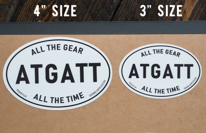 All the Gear All the Time - ATGATT White Oval Sticker 3" & 4"