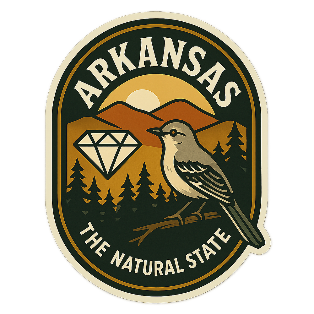 Arkansas State Sticker - Vintage Travel Badge | Carrco Labels