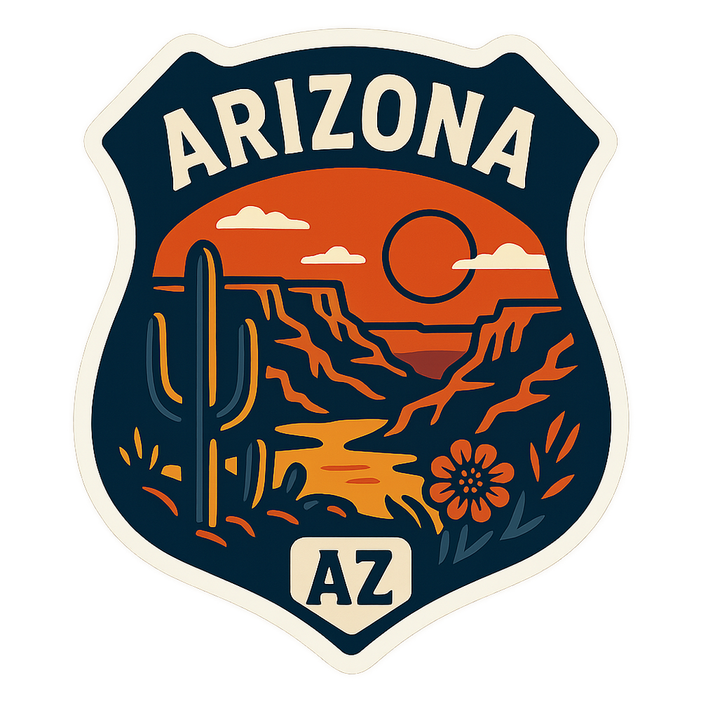 Arizona State Sticker - Vintage Travel Shield | Carrco Labels