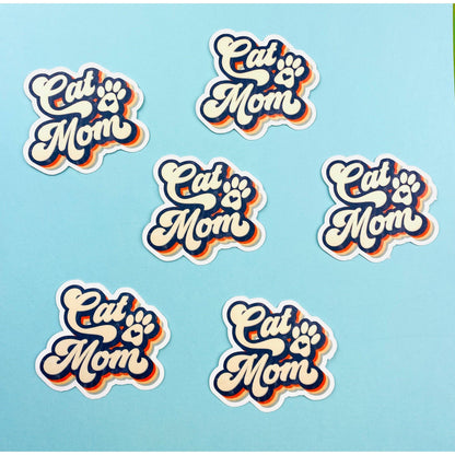 Retro Cat Mom Sticker Distress Vintage Look Sticker for Cat Lovers Cat Lover Gift for Kitty Owner, Kitty Sticker, Kitty Decals