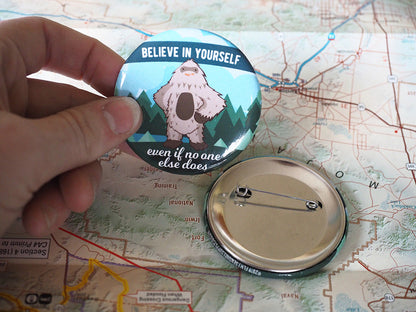 Bigfoot's Biggest Fan Set - 5 Sasquatch Stickers + Pinback Button