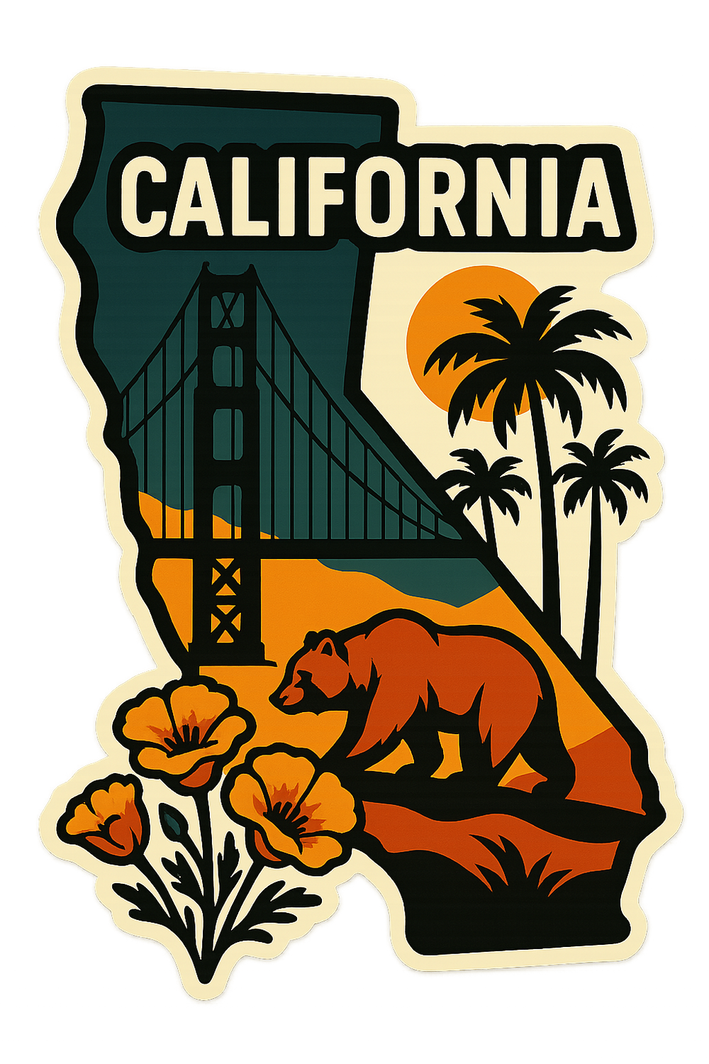 California State Sticker - Vintage Silhouette | Carrco Labels