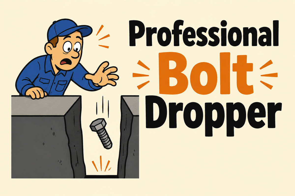 Professional Bolt Dropper — illustrated rectangular Carrco sticker.